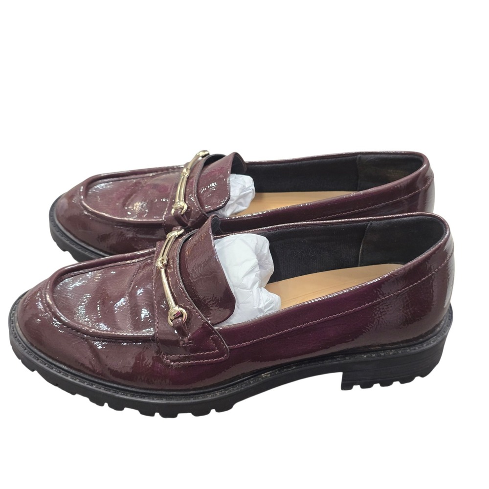 Kelly & Katie Burgundy Patent Leather Loafers Lug Sole Preppy Academia Size 7M